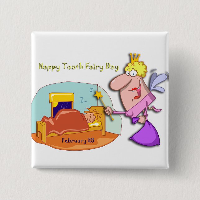 Tooth Fairy Day February 28 15 Cm Square Badge (Front)