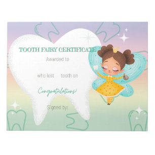 Tooth Fairy Faery Certificates Notepad