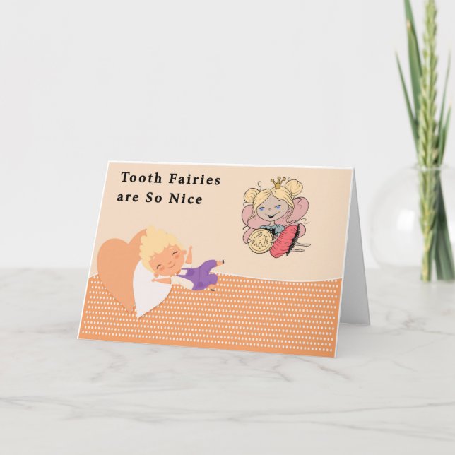 Tooth Fairy Leaving Money for Young Boy Card (Front)