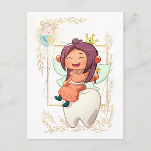 Tooth fairy letter   girl princess gold frame postcard