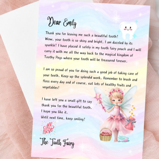 Tooth Fairy Letter Personalised Magical Keepsake Invitation (Personalized Tooth Fairy Letter Download or Made To Order)