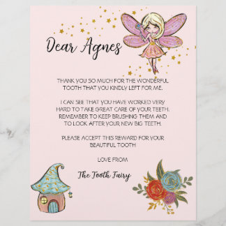 Tooth Fairy Letter, Personalised Tooth Fairy Card