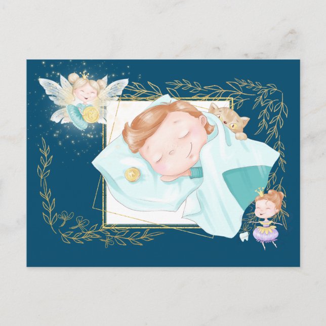 Tooth fairy letter | princess with tooth gold coin postcard (Front)