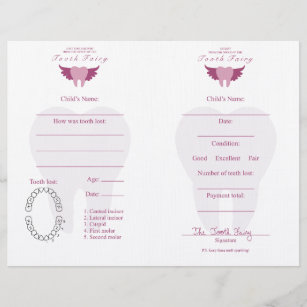 Tooth Fairy Letter & Receipt Pink