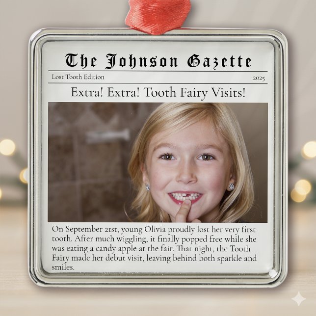Tooth Fairy Lost First Tooth Milestone Keepsake Metal Ornament (Creator Uploaded)