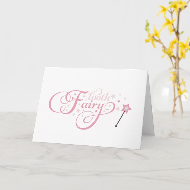 Tooth Fairy pink Folded Greeting Card (Yellow Flower)