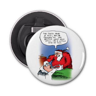 Tooth Fairy Santa Funny Christmas Cartoon Bottle Opener