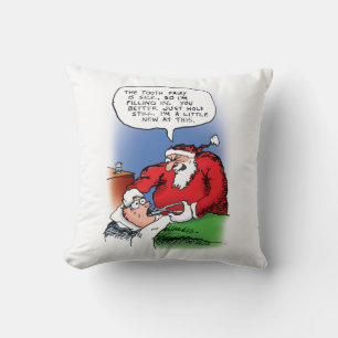 Tooth Fairy Santa Funny Christmas Cartoon Cushion