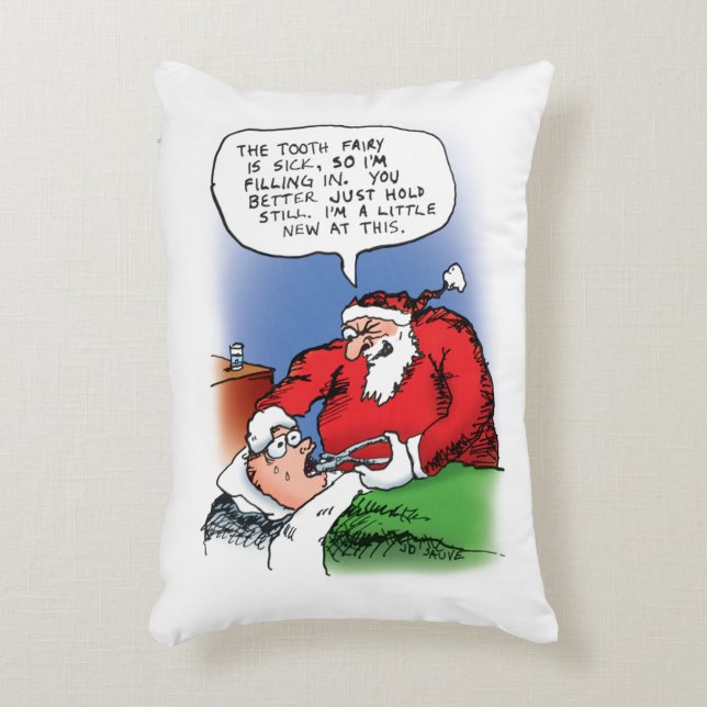 Tooth Fairy Santa Funny Christmas Cartoon Decorative Cushion (Front(Vertical))