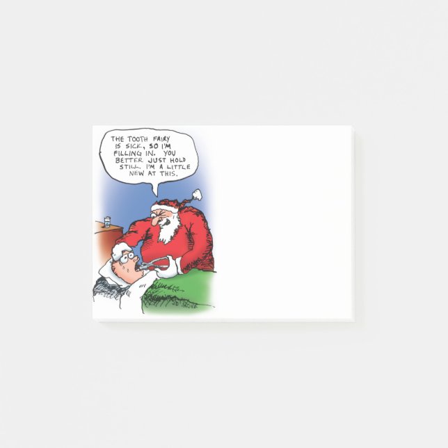 Tooth Fairy Santa Funny Christmas Cartoon Post-it Notes (Front)
