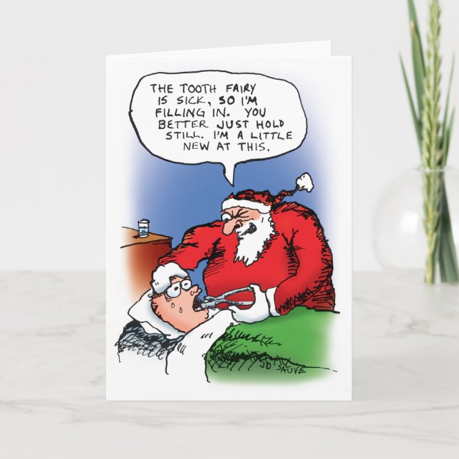 Tooth Fairy Santa Holiday Card (Front)