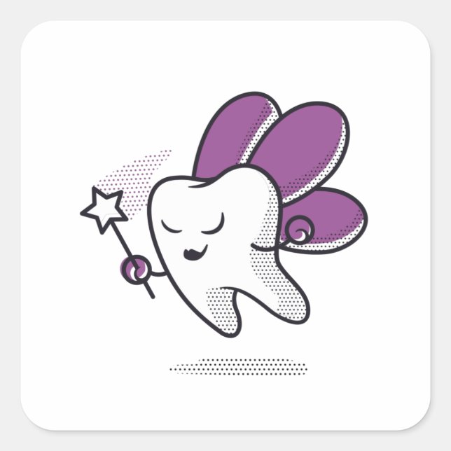 Tooth fairy square sticker (Front)