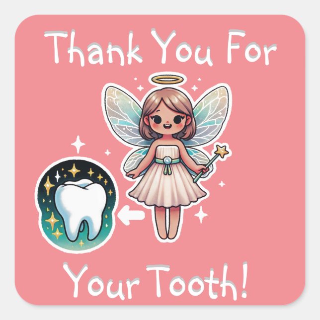 Tooth Fairy Thank You Square Sticker (Front)
