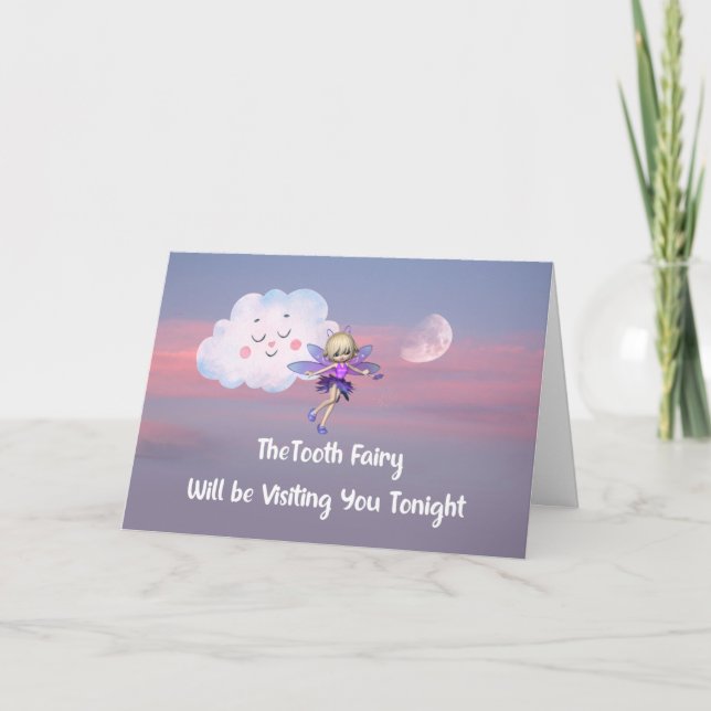 Tooth Fairy Visiting Young Child Card (Front)