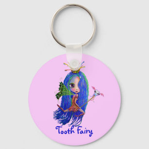 Tooth Fairy with Toothbrush Crown Big Eyes Key Ring