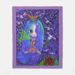 Tooth Fairy with Toothbrush Crown & Flying Teeth Fleece Blanket