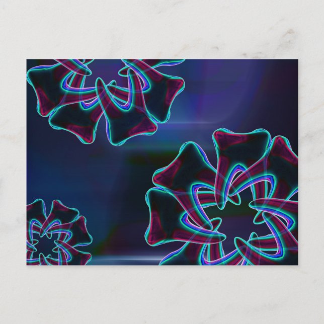 Tooth Flower Design Blue Dental Art Postcard (Front)