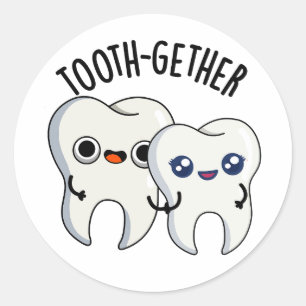 Tooth-gether Funny Tooth Pun  Classic Round Sticker