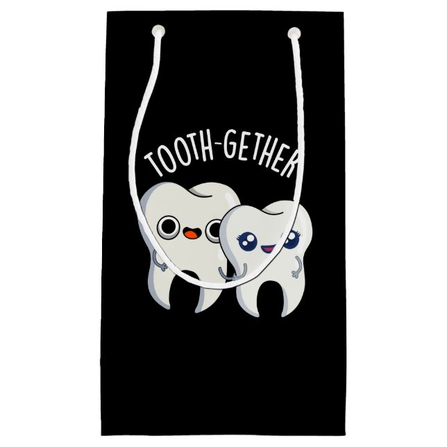 Tooth-gether Funny Tooth Pun Dark BG Small Gift Bag (Front)