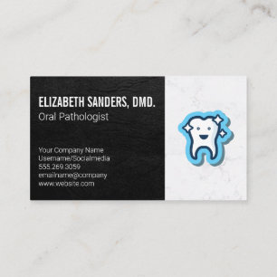 Tooth Icon   Leather Marble Background Business Card