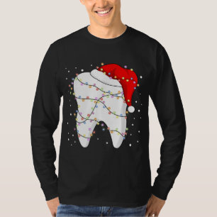 Tooth Lights Santa Hat Christmas Dentist Dental As T-Shirt