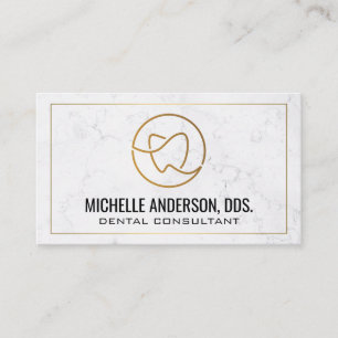 Tooth Logo Marble Business Card