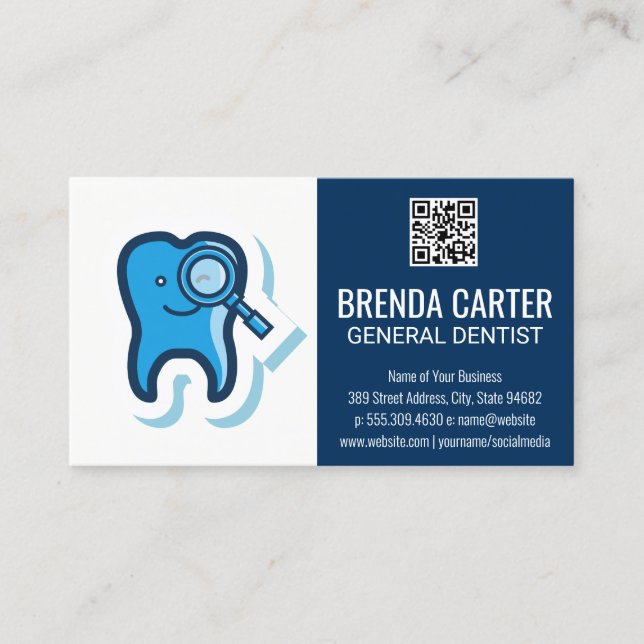Tooth Logo | QR Scan Code Business Card (Front)