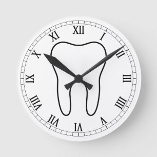 Tooth O'Clock Classic Roman Numerals Round Clock