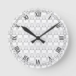 Tooth O'Clock Classic Roman Numerals Round Clock