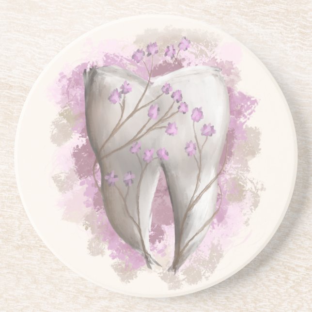 Tooth Painting. Dentist, Dental Assistant Template Coaster (Front)