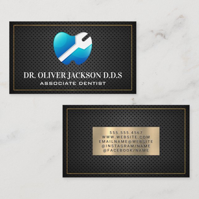 Tooth Repair Logo | Perforated Mesh Business Card (Front/Back)