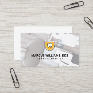 Tooth Shield Icon   Dentist Office Business Card