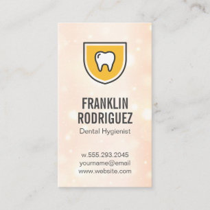 Tooth Shield Logo Sparkle Background Business Card