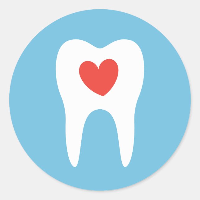 Tooth silhouette love heart dentist dental sticker (Front)