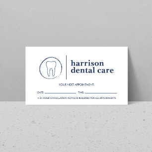 Tooth Sketch Logo White/Blue Dentist Appointment  Business Card