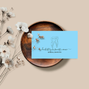 Tooth whitening dental clinic modern blue business card