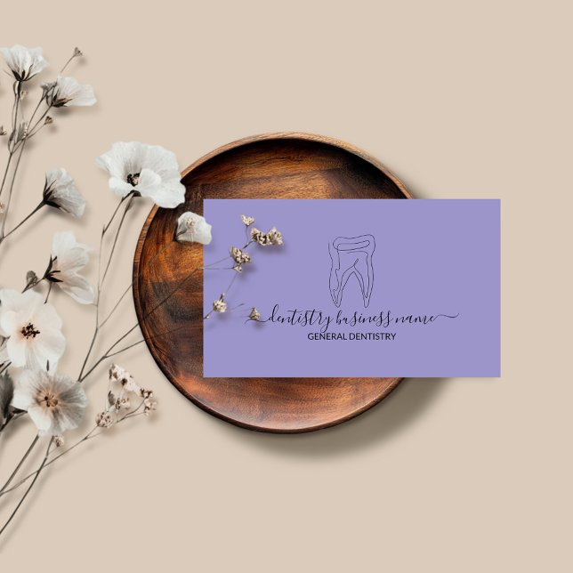 Tooth whitening dental clinic modern lilac business card (Creator Uploaded)