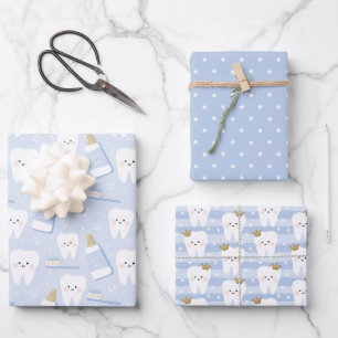 Tooth Wrapping Paper Flat Sheet Set of 3