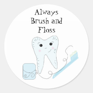Toothbrush and Tooth Cute Dental Reminder Classic Round Sticker