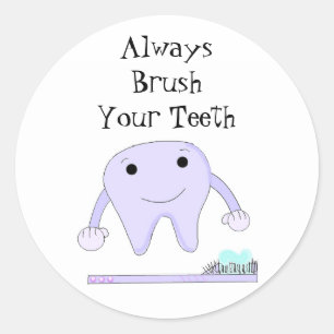 Toothbrush and Tooth Cute Dental Reminder Classic Round Sticker