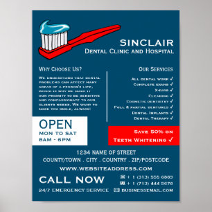 Toothbrush & Toothpaste, Dentistry, Dentist Advert Poster