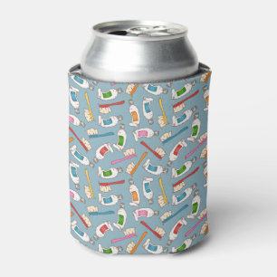 Toothbrush & Toothpaste Pattern Can Cooler