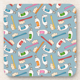 Toothbrush & Toothpaste Pattern Coaster