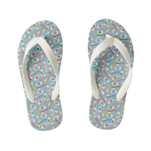 Toothbrush & Toothpaste Pattern Kid's Thongs