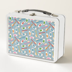 Toothbrush & Toothpaste Pattern Metal Lunch Box