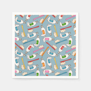 Toothbrush & Toothpaste Pattern Napkin