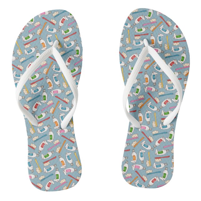 Toothbrush & Toothpaste Pattern Thongs (Footbed)