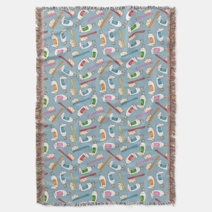 Toothbrush & Toothpaste Pattern Throw Blanket