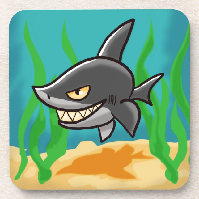 Toothy Cartoon Shark Coaster (Front)