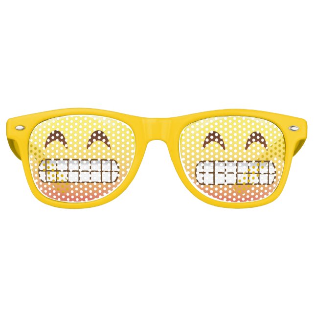 Toothy Grin Emoji Face Smile Party Glasses (Front)